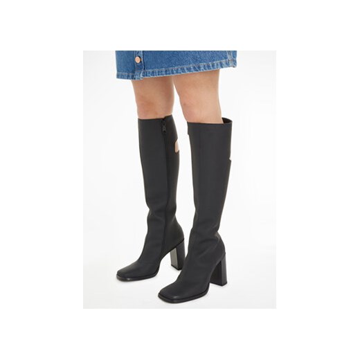 Calvin Klein Jeans Kozaki Long Heel Zip Boot Cut Out Edgy YW0YW01253 Czarny 38 MODIVO