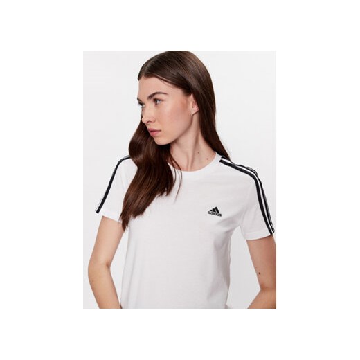 adidas T-Shirt Essentials Slim 3-Stripes T-Shirt GL0783 Biały Slim Fit XL MODIVO