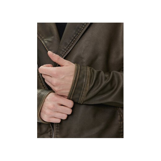 Brave Soul Kurtka z imitacji skóry MJK-CONEYKHAKI Khaki Straight Fit S MODIVO
