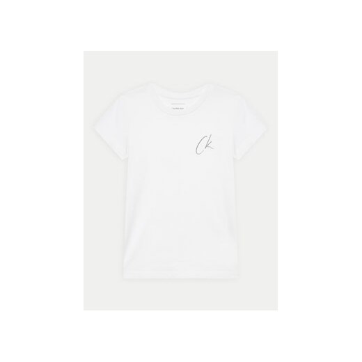 Calvin Klein Jeans T-Shirt Signage IG0IG02624 Biały Slim Fit 14Y MODIVO