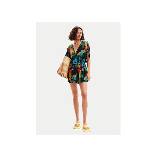 Desigual Sukienka plażowa Tropical Party 24SWMW23 Czarny Loose Fit Desigual XL MODIVO