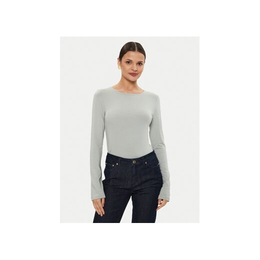 Gina Tricot Bluzka 23221 Szary Slim Fit ze sklepu MODIVO w kategorii Bluzki damskie - zdjęcie 177060814