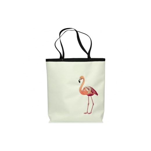 GOSHICO RIO BIAŁA TORBA SHOPPER Z FLAMINGIEM paradopary-pl bezowy na ramię