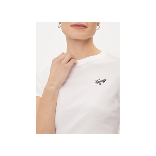 Tommy Jeans T-Shirt Script DW0DW17366 Biały Slim Fit Tommy Jeans L MODIVO