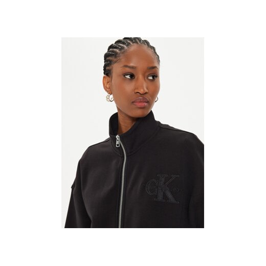 Calvin Klein Jeans Bluza Satin Applique J20J223922 Czarny Relaxed Fit XS MODIVO