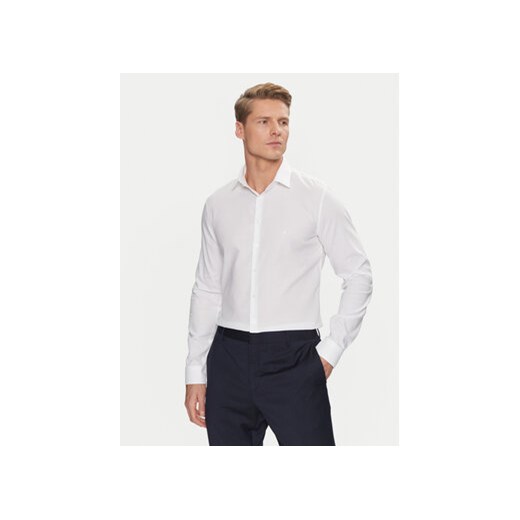 Calvin Klein Koszula Non Iron Tonal Strct Slim Shirt K10K113848 Biały Regular Fit ze sklepu MODIVO w kategorii Koszule męskie - zdjęcie 177167334