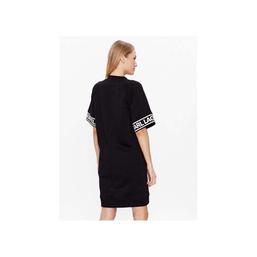 KARL LAGERFELD Sukienka dzianinowa Logo 225W1356 Czarny Relaxed Fit Karl Lagerfeld S MODIVO