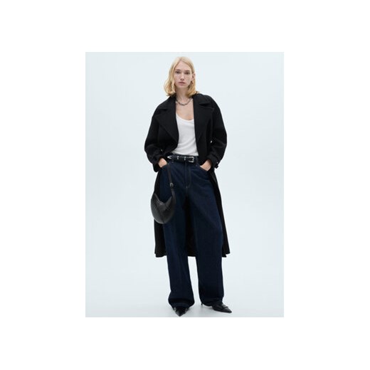 Mango Płaszcz wełniany 87040454 Czarny Oversize Mango S MODIVO
