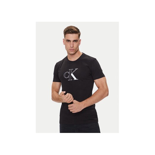 Calvin Klein Jeans T-Shirt Outline Monologo J30J325678 Czarny Slim Fit ze sklepu MODIVO w kategorii T-shirty męskie - zdjęcie 177249224