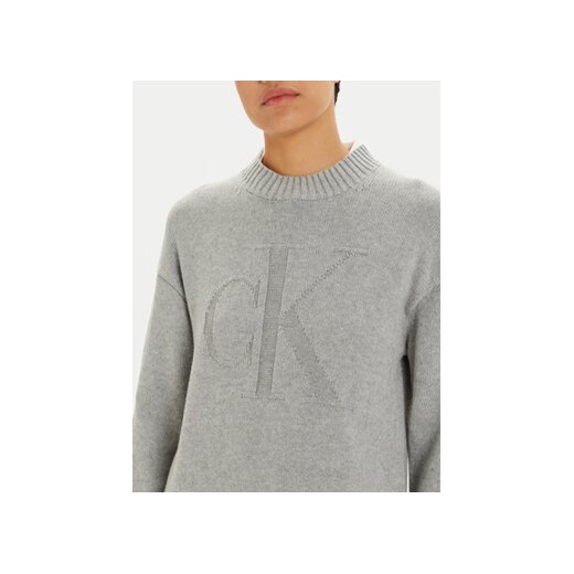 Calvin Klein Jeans Sukienka dzianinowa Intrasia J20J224923 Szary Relaxed Fit XXS MODIVO