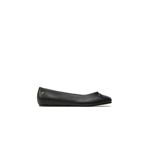 Tommy Hilfiger Baleriny Ballerina Leather Flat Bow FW0FW08359 Czarny ze sklepu MODIVO w kategorii Balerinki - zdjęcie 177349131