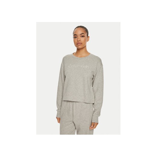 Calvin Klein Koszulka piżamowa Relaxed Crew Pullover QS7273E Szary Regular Fit ze sklepu MODIVO w kategorii Piżamy damskie - zdjęcie 177364332