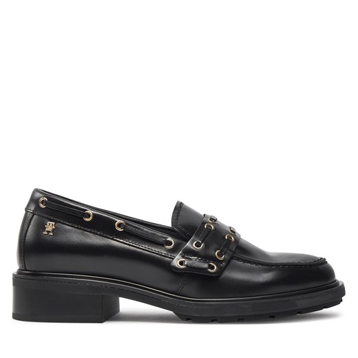 Loafersy Tommy Hilfiger Nautical Eyelets FW0FW08148 Czarny Tommy Hilfiger 37 promocja eobuwie.pl