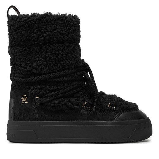 Śniegowce Tommy Hilfiger Lace-Up Faux Shearling Snowboot FW0FW08252 Czarny Tommy Hilfiger 37 eobuwie.pl
