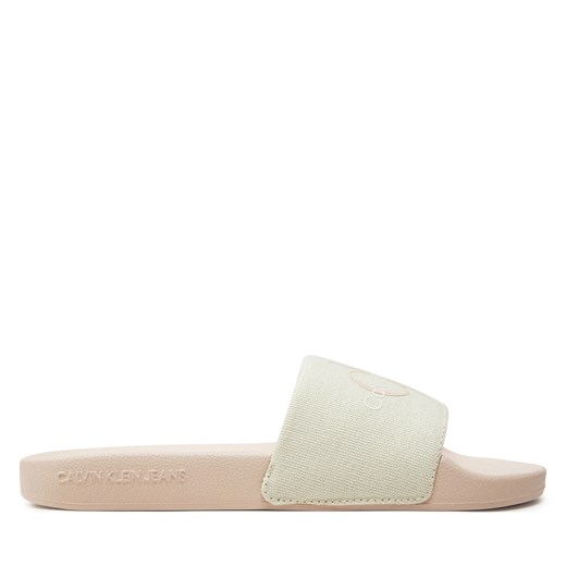 Klapki Calvin Klein Jeans Slide Monogram Co YW0YW00103 Écru 37 eobuwie.pl