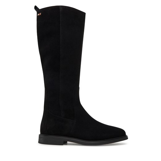 Kozaki Tommy Hilfiger Flag Suede Long Boot Zip FW0FW08178 Czarny Tommy Hilfiger 41 eobuwie.pl