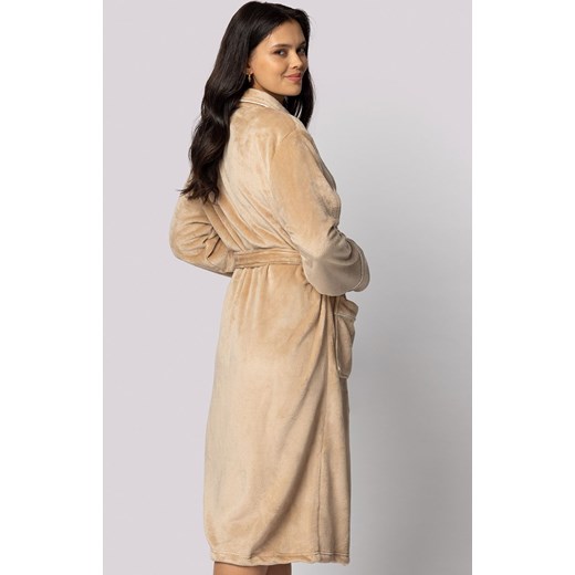 Envie beżowy szlafrok damski plus size Comfy, Kolor beżowy, Rozmiar 2XL/3XL, Envie ze sklepu Intymna w kategorii Szlafroki damskie - zdjęcie 177447991