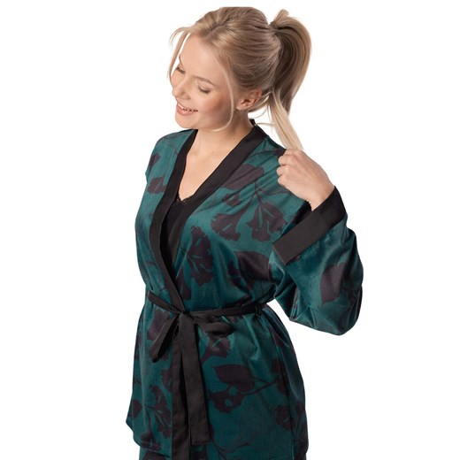 Szlafrok damski krótki kimono Juliana, Kolor zielony, Rozmiar M, Mefemi ze sklepu Intymna w kategorii Szlafroki damskie - zdjęcie 177448332