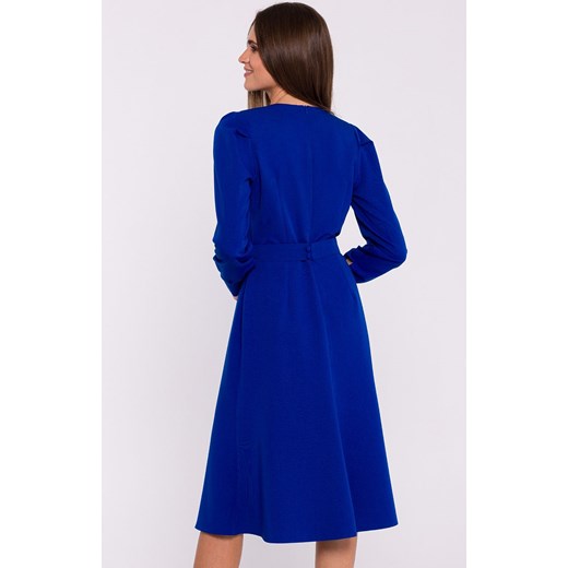 Sukienka z długimi rękawami i paskiem chabrowa S378, Kolor chabrowy, Rozmiar L, Stylove ze sklepu Intymna w kategorii Sukienki - zdjęcie 177448412