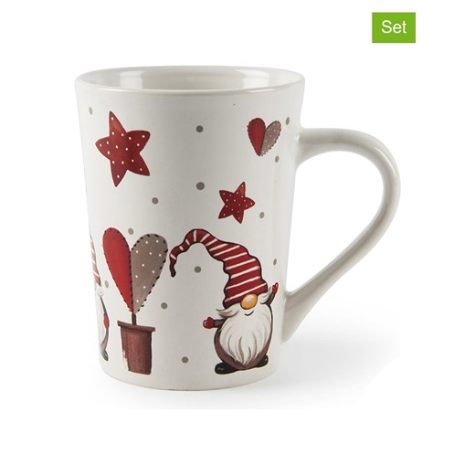 Trendy Kitchen by EXCÉLSA Kubki (4 szt.) &quot;Gnomo&quot; w kolorze biało-czerwonym - 380 ml ze sklepu Limango Polska w kategorii Kubki - zdjęcie 177452721