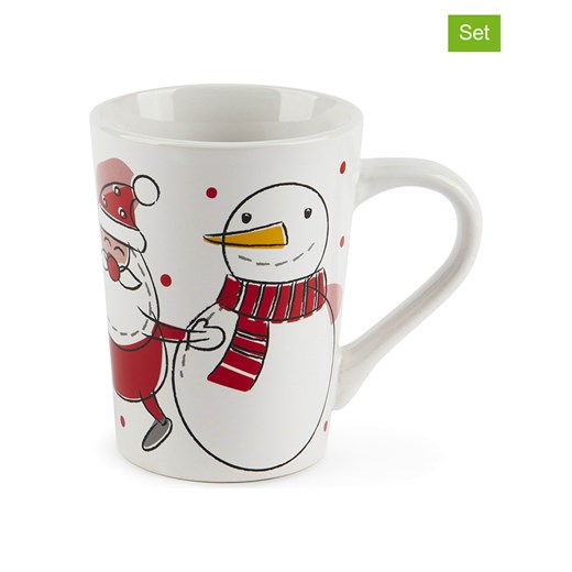 Trendy Kitchen by EXCÉLSA Kubki (4 szt.) &quot;Snowman&quot; w kolorze biało-czerwonym - 380 ml ze sklepu Limango Polska w kategorii Kubki - zdjęcie 177452724