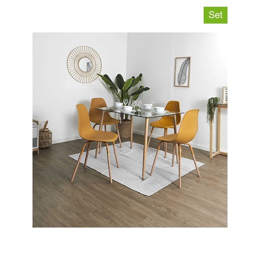 THE HOME DECO FACTORY Krzesła (2 szt.) &quot;Scandinave&quot; w kolorze żółtym - 46 x 85 x 56 cm ze sklepu Limango Polska w kategorii Meble - zdjęcie 177453192