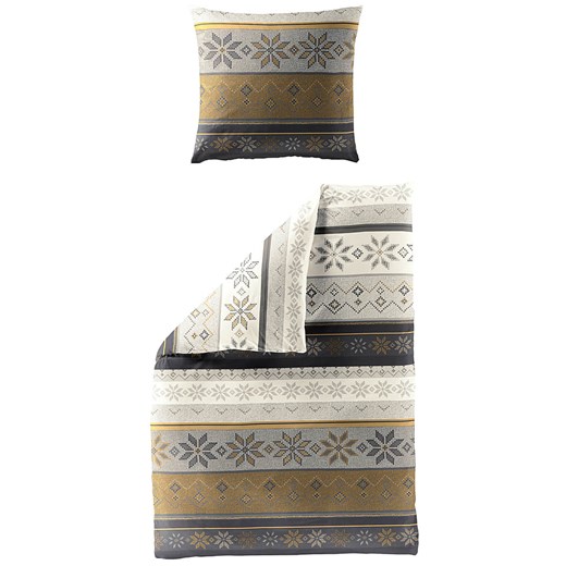 Bierbaum Komplet pościeli flanelowej w kolorze żółto-szarym ze sklepu Limango Polska w kategorii Pościele - zdjęcie 177456703