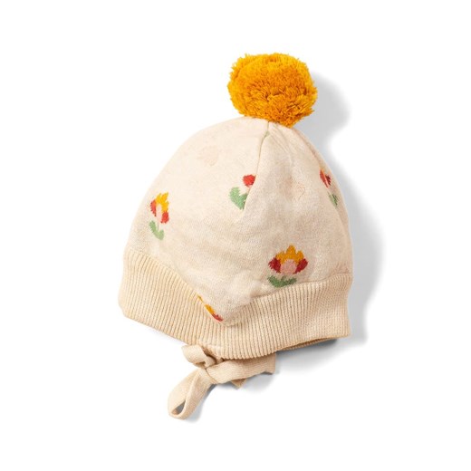 Little Green Radicals Czapka &quot;Flower&quot; w kolorze kremowym ze sklepu Limango Polska w kategorii Czapki dziecięce - zdjęcie 177459354