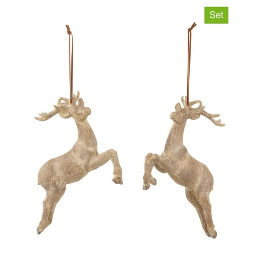 J Line Zawieszki dekoracyjne (2 szt.) &quot;Reindeer&quot; w kolorze beżowym - 18 x 16 x 8 cm ze sklepu Limango Polska w kategorii Dekoracje bożonarodzeniowe - zdjęcie 177471350