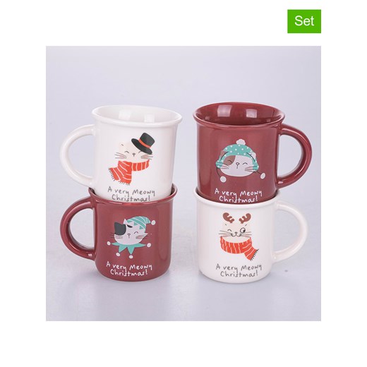 Villa d´Este Kubki jumbo (4 szt.) w kolorze biało-czerwonym - 90 ml ze sklepu Limango Polska w kategorii Kubki - zdjęcie 177471403