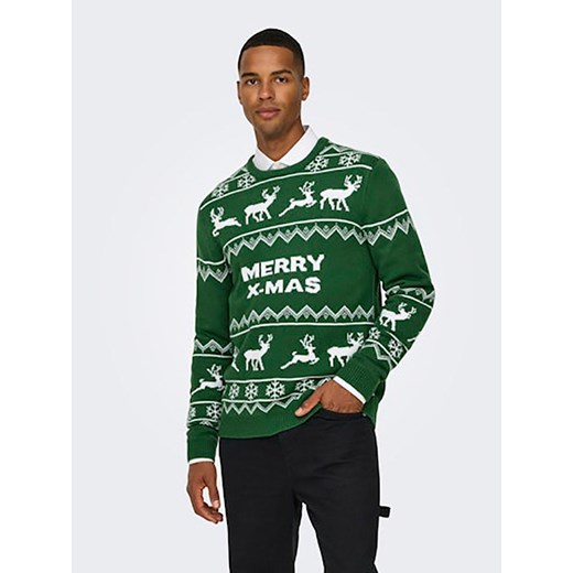 ONLY &amp; SONS Sweter w kolorze zielonym ze sklepu Limango Polska w kategorii Swetry męskie - zdjęcie 177471571