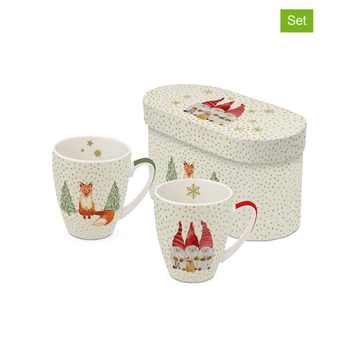 ppd Kubki jumbo (2 szt.) &quot;Snowflakes&quot; w kolorze kremowo-pomarańczowym - 350 ml ze sklepu Limango Polska w kategorii Kubki - zdjęcie 177471790