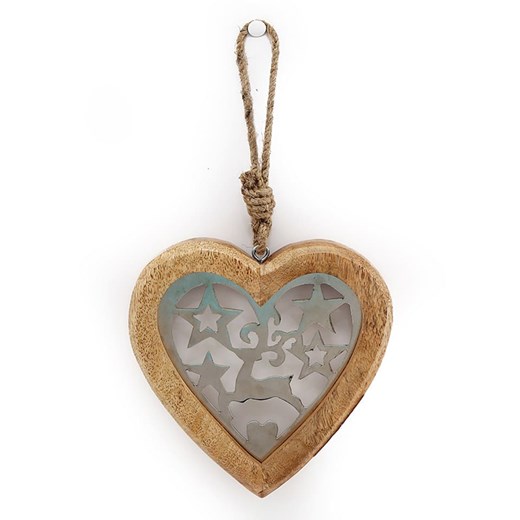 SiL Interiors Zawieszka dekoracyjna &quot;Heart&quot; w kolorze jasnobrązowo-białym - wys. 15 cm ze sklepu Limango Polska w kategorii Dekoracje - zdjęcie 177472750