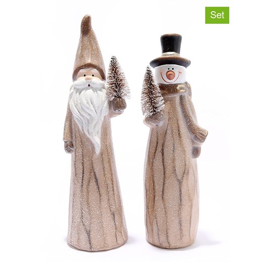 SiL Interiors 2-częściowy zestaw &quot;Santa/Snowman&quot; w kolorze jasnobrązowym - 9,5 x 33 x 9 cm ze sklepu Limango Polska w kategorii Dekoracje - zdjęcie 177472772