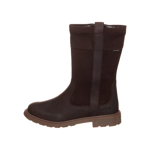 Clarks Skórzane kozaki w kolorze ciemnobrązowym ze sklepu Limango Polska w kategorii Buty zimowe dziecięce - zdjęcie 177476754