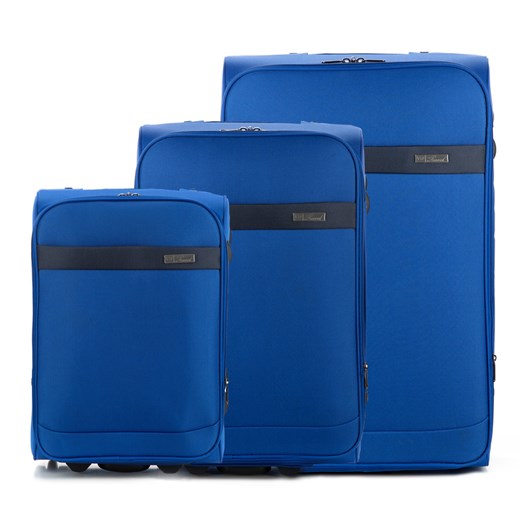 V25-10-42X-93 Komplet walizek na kółkach wittchen niebieski na kółkach