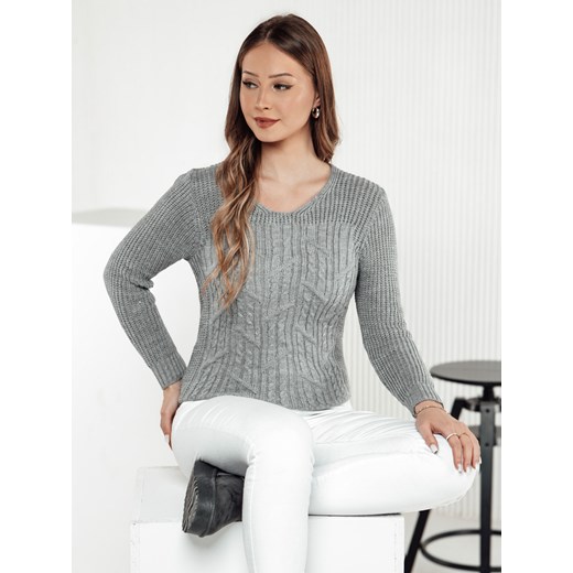Sweter damski LAVIRTA jasnoszary Dstreet MY2385 ze sklepu DSTREET.PL w kategorii Swetry damskie - zdjęcie 177507902