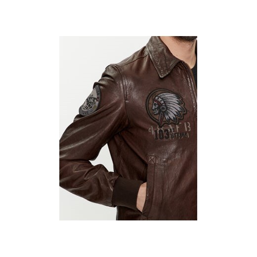 Aeronautica Militare Kurtka skórzana 241PN5039PL147 Brązowy Regular Fit Aeronautica Militare 48 MODIVO