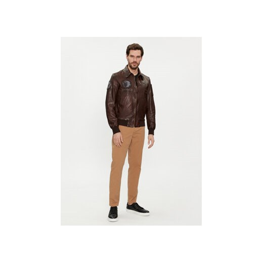 Aeronautica Militare Kurtka skórzana 241PN5039PL147 Brązowy Regular Fit Aeronautica Militare 48 MODIVO