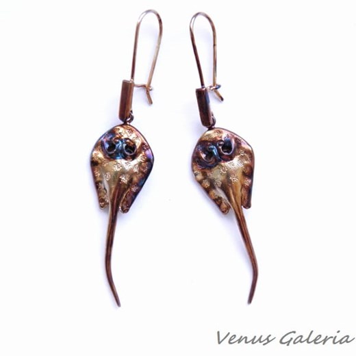 Kolczyki srebrne - Płaszczki brązowe Venus Galeria Venus Galeria - Magiczny Ogród Biżuterii Srebrnej