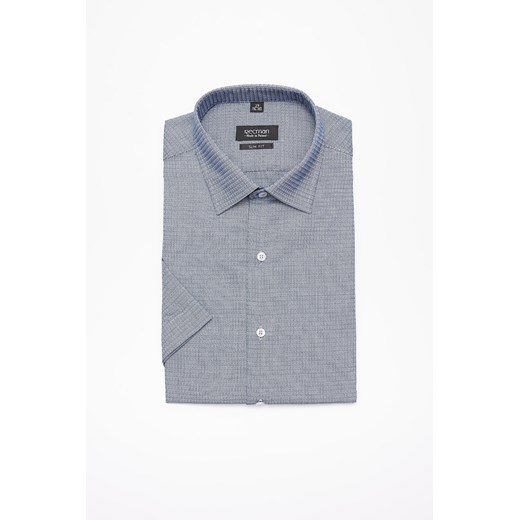 KOSZULA CORSINI 3022 KRÓTKI RĘKAW SLIM FIT GRANAT ze sklepu Recman w kategorii Koszule męskie - zdjęcie 177531823