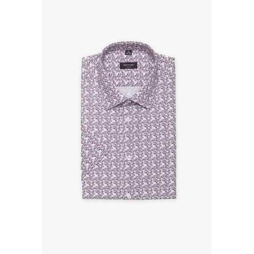 KOSZULA COLINE 3099T KRÓTKI RĘKAW SLIM FIT BORDO ze sklepu Recman w kategorii Koszule męskie - zdjęcie 177533090