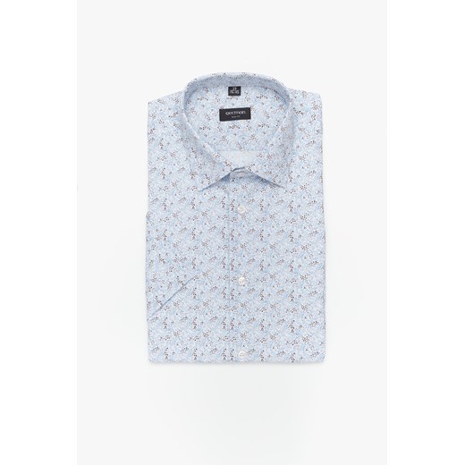 KOSZULA COLINE 3187T KRÓTKI RĘKAW SLIM FIT NIEBIESKI ze sklepu Recman w kategorii Koszule męskie - zdjęcie 177534281