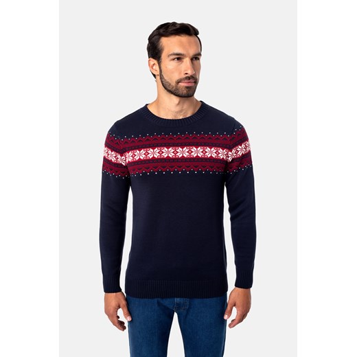 SWETER XMAS PARETI Z OKRĄGŁYM DEKOLTEM GRANAT Recman Recman