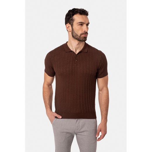 KOSZULKA POLO SILIO BRĄZOWA ze sklepu Recman w kategorii T-shirty męskie - zdjęcie 177534971