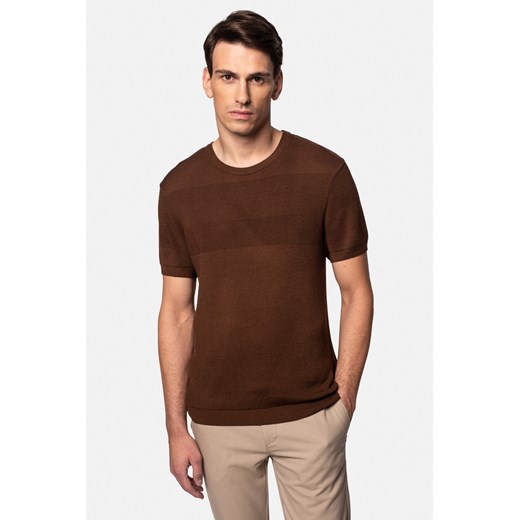 T SHIRT PERRET BRĄZOWY ze sklepu Recman w kategorii T-shirty męskie - zdjęcie 177534983