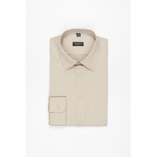 KOSZULA VERSONE 3225D DŁUGI RĘKAW SLIM FIT BEŻOWA ze sklepu Recman w kategorii Koszule męskie - zdjęcie 177534993