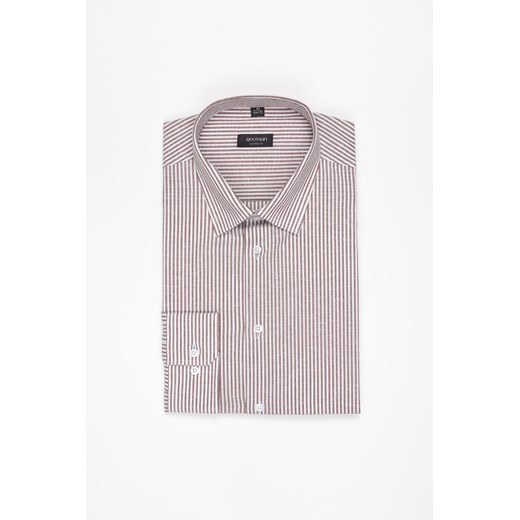 KOSZULA COFINO 3246T DŁUGI RĘKAW CUSTOM FIT BRĄZOWA Z BAWEŁNĄ ze sklepu Recman w kategorii Koszule męskie - zdjęcie 177535473