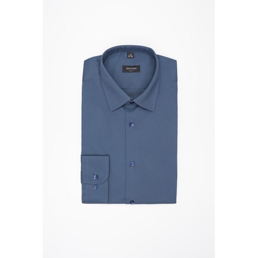 KOSZULA VERSONE 3271T DŁUGI RĘKAW CUSTOM FIT NIEBIESKA Z BAWEŁNĄ ze sklepu Recman w kategorii Koszule męskie - zdjęcie 177536222