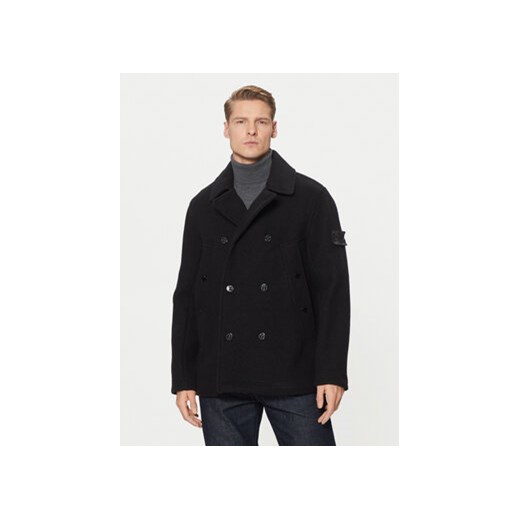 Stone Island Płaszcz wełniany 8115441F5 Czarny Regular Fit ze sklepu MODIVO w kategorii Płaszcze męskie - zdjęcie 177540093